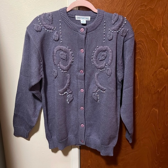 One Two One knit and beaded cardigan-NWOT - Picture 2 of 10